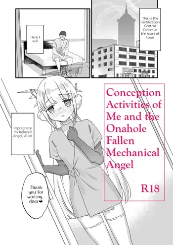 [Tenkirin (Kanroame)] Onaho Ochishita Kikai Tenshisama to Ore no Ninshin Katsudou | Conception Activities of Me and the Onahole Fallen Mechanical Angel [English] [Digital] manga cover