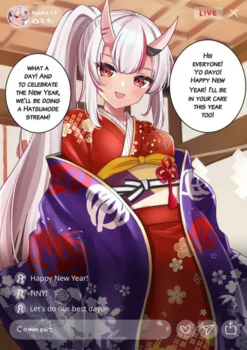 [Kokemomo] Ayame no Hatsumoude Haishin | Live streaming of Ayame's first visit to the shrine (Nakiri Ayame) [English] manga cover