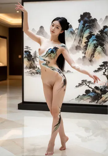 Chinese ancient style body painting 中国风元素人体彩绘 [AI Generated] manga cover