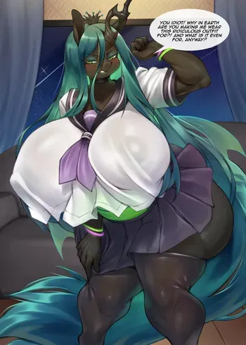 [Mleonheart] Queen Chrysalis schoolgirl (Mlp) manga cover