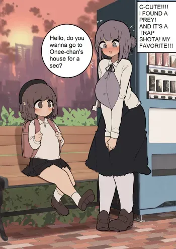 A Shotacon Oneesan rapes the dick of an adorable trap with a ??? digit age manga cover