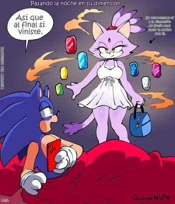 [QuaverNSFW] Spending the night in his dimension | Pasando la noche en su dimensión (Sonic the Hedgehog) [Spanish] [Malorum] manga cover