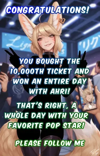 You won a whole day to spend with your favorite pop star, Ahri. Too bad you're a censored betaloser! manga cover