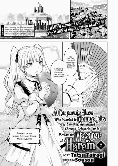 A Corporate Slave Who Wanted to Change Jobs Was Somehow Summoned Through Teleportation to Become the Master of a Harem Ch.2 manga cover