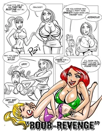 [pzzi] “Boob Revenge” 4 page (color) & “Tire Pump” 4 page (b/w) manga cover