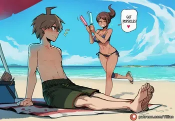 (BG) Aoi Asahina and Makoto Naegi (danganronpa) Image Set [AI Generated] manga cover
