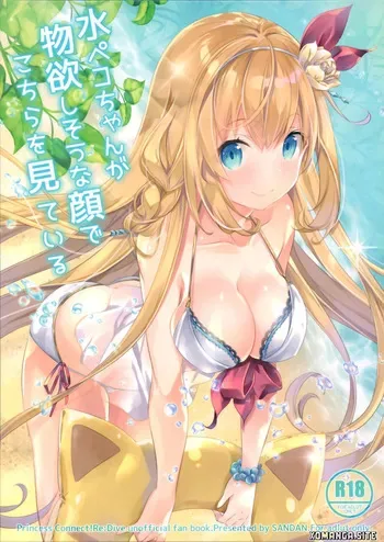 (C96) [SANDAN (Kurun)] Mizu Peco-chan ga Monohoshisou na Kao de Kochira o Miteru (Princess Connect! Re:Dive) [English] [XO Manga] manga cover