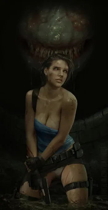 [NINJARTIST] Jill Valentine and Hunter Gamma manga cover