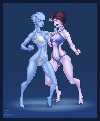 [Hughaku] Liara T'Soni VS Tali'Zorah catfight! Ep2 manga cover