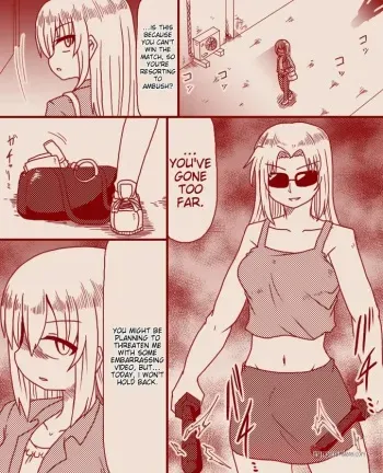 Shemale gets defeated by brash female fighter manga cover