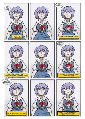 [Happypokeyboy] Rei Ayanami first time in a toilet. manga cover