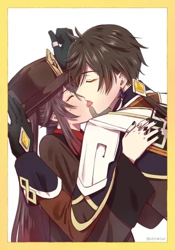 Zhongli x Hu Tao love story hentai doujinshi manga cover