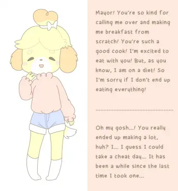 Pompuffy - Animal Crossing Isabelle Belly Expansion Weight Gain Sequence manga cover