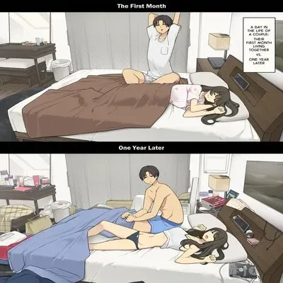 A Day In The Life Of A Couple: Their First Month Living Together vs. One Year Later [Original] manga cover