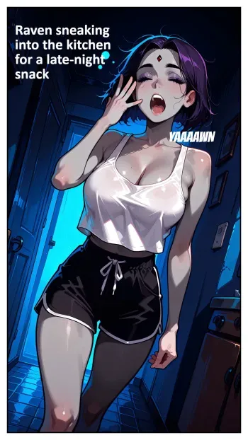 Raven sneaking into the kitchen for a late-night snack manga cover