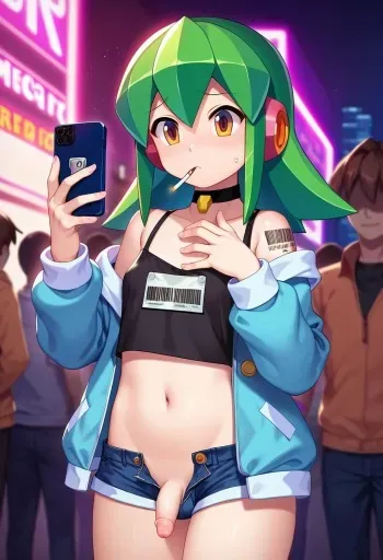 Mega Man haired tomboy bitch smoking and holding cell phone [AI generated] manga cover