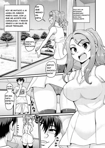 [Chimamire Yashiki (Gachonjirou)] Game Tomodachi no Onnanoko to Onsen Ryokou de Yaru Hanashi NTRver. [Spanish] manga cover
