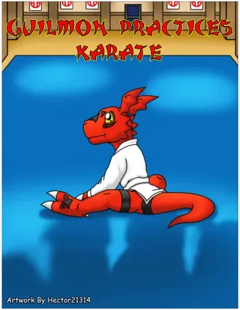 [Hector21314] Guilmon Practices Karate (Digimon) manga cover